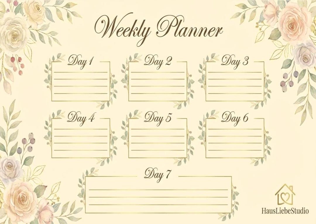 Floral Weekly Planner Printable | Minimal A4 PDF (instant Download ...