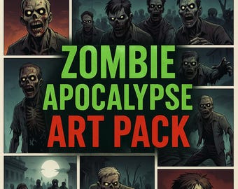 Zombie Images Bundle – 105 AI Comic Style Pictures | Horror Printable Art | Digital Download Pack