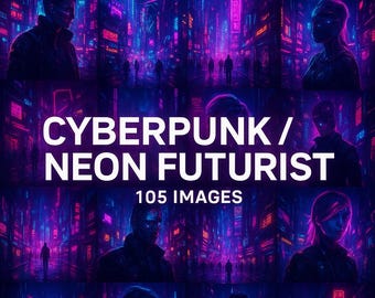 Cyberpunk / Neon Futuristic Pack – 105 AI Images | Sci-Fi Art | Digital Download | Poster & Wallpaper Bundle