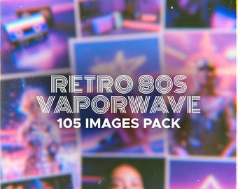 105 Retro 80s Vaporwave Pack Images – Neon AI Art (Digital Download)