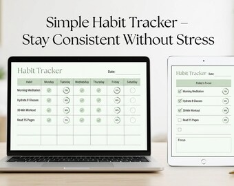 Habit Tracker Printable PDF | Daily & Weekly Habit Planner Template