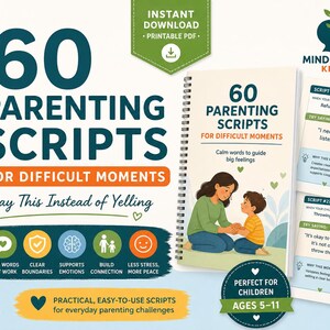60 scénarios parentaux pour les moments difficiles | Guide de communication calme (PDF imprimable)