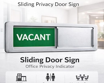 Vacant Occupied Sliding Door Sign, Office Privacy Indicator, Meeting Room Restroom Door Sign, Slider Sign for Office Door