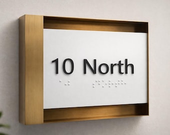 ADA Braille Room Number Sign, Raised Letter Acrylic Office Door Plaque