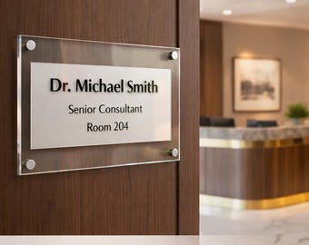 Custom Professional Sign - Personalized Acrylic Name Plate for Office