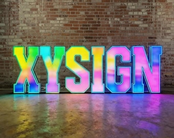 Custom RGB LED Channel Letters Sign, Outdoor Illuminated Business Logo Sign for Storefront Wall