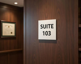 Custom Office Room Number Sign | Raised Acrylic Wall Plaque for Corporate Interiors