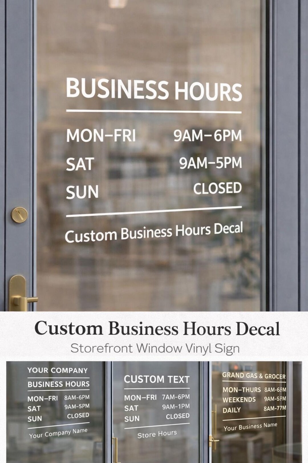 Business Hours Vinyl Decal, Custom Storefront Window Sign, Personalized ...