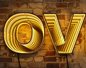 Custom RGB LED Infinity Mirror Logo Sign, 3D Optical Illusion Wall Art