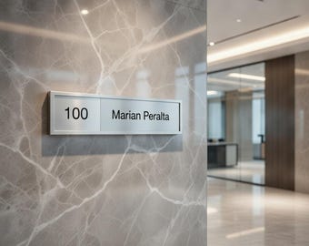Custom Conference Room Sign, Brushed Aluminum Office Door Name Plate, Personalized Meeting Room Sign, Business Door Plaque