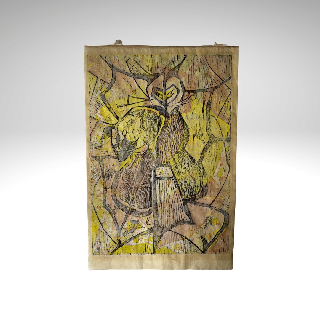Unframed Abstract Block Print, Signed and Numbered, Shipping Included ...