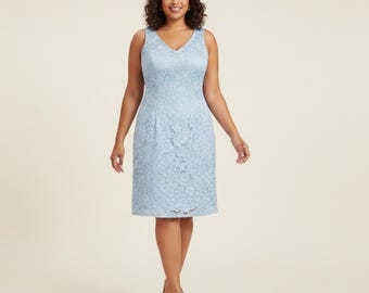 Patrón de costura para vestido de encaje de talla grande (PDF) / Sin mangas, midi 44-52 A4