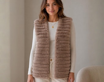 Faux Fur Vest Sewing Pattern PDF | Long Cozy Gilet | Beginner Friendly