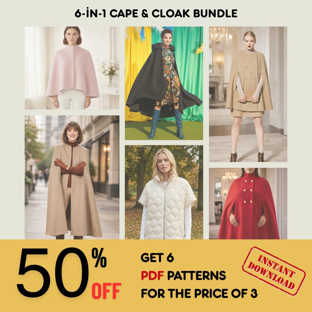 6-in-1 Cape Cloak Sewing Pattern Bundle PDF - Etsy