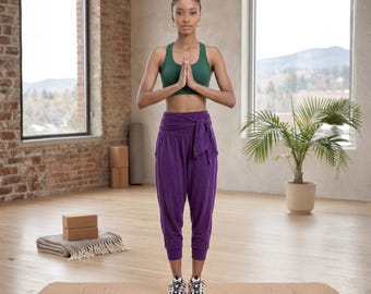 Patrón PDF para coser pantalones harem / Pantalones bohemios de pierna ancha para yoga, tallas 34–42