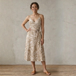 Patron de couture pour robe portefeuille PDF | Robe mi-longue d'été | Téléchargement instantané