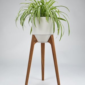 Raised indoor planter 165mm (6.50'') / medium legs, Various wood species, Pot with removable reservoir, self-watering.
