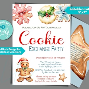 Cookie Exchange Invitation to Instantly Edit in Corjl, Download and Print, Christmas Cookie Exchange Invite, Holiday Cookie Exchange Party