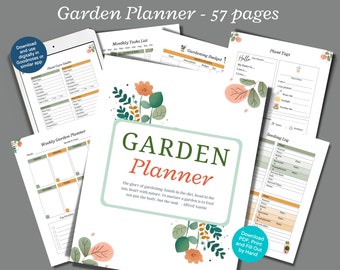 Planificador de jardinería imprimible, organizador de jardín, calendario de jardinería, planificador de plantas, diseño de jardín, diario de jardinería, cuaderno de jardinería