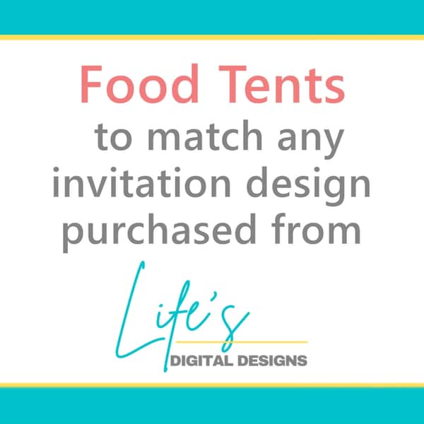 Food Tent Labels Buffet Labels (2.5" x 3.5" Folded Size) to Match any Design by Life's Digital Designs Printable Customizable