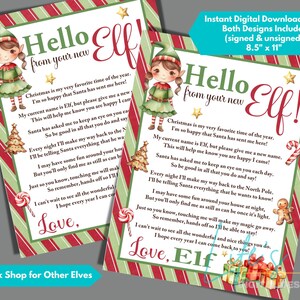 Elf Arrival Letter from New Elf to Download and Print, Christmas Elf Letter for Kids, Hello from Elf Letter,  8.5&quot;x11&quot; Size, Not Editable
