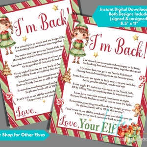 Elf Arrival Letter to Download and Print, Christmas Elf Letter for Kids, I&#39;m Back Elf Letter,  8.5&quot;x11&quot; Size, Not Editable