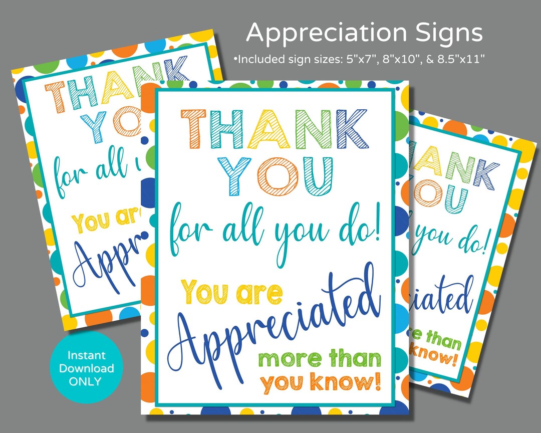 Teacher Appreciation Week Signs to Download and Print, Staff ...