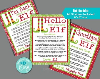 Christmas Elf Letter for New Elf, I&#39;m Back, and Goodbye to Edit Instantly in Corjl, Download and Print, Editable Elf Letter, 4&quot;x5&quot; Size