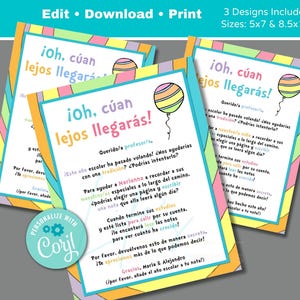 Espagnol Où vous irez, Lettre d'instructions à l'intention des enseignants à signer Édition en corjl Télécharger et imprimer Oh, cúan lejos llegarás !
