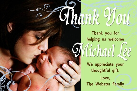 Baby Shower Thank You Card Photo and Background Options | Etsy