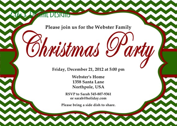 Items similar to Christmas Party Printable Invitations Holiday Party ...