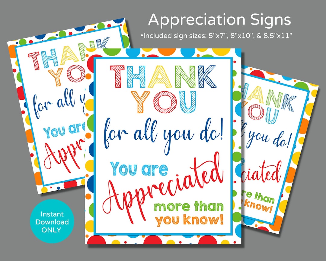 Teacher Appreciation Week Signs to Download and Print, Administrative ...