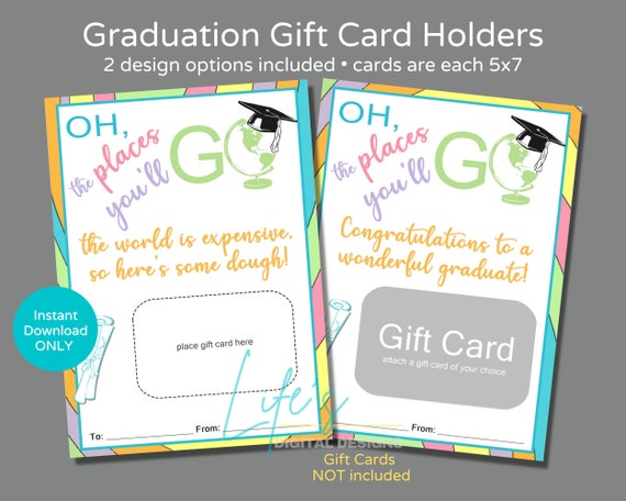 places to send your grad cards Oh the Places You'll Go Graduation Gift Card Holder Graduation Gift Card  Holder to Download and Print, Graduation Gift Idea Gift Card Holder