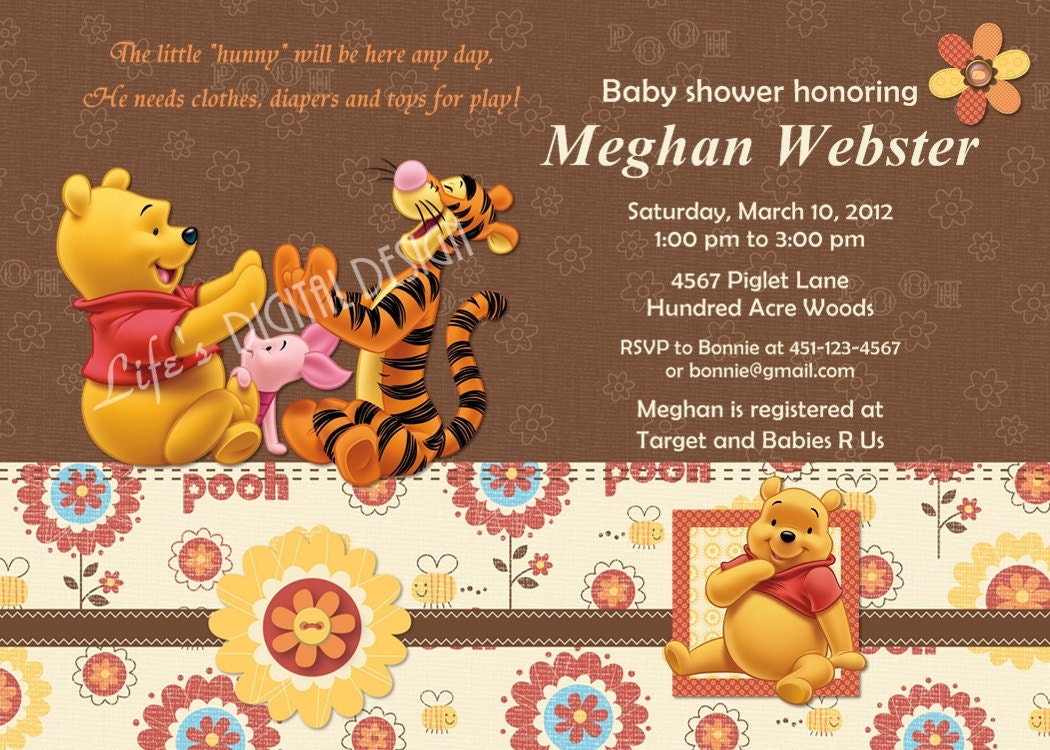 Winnie the Pooh Baby Shower Invitation Photo Customizable | Etsy