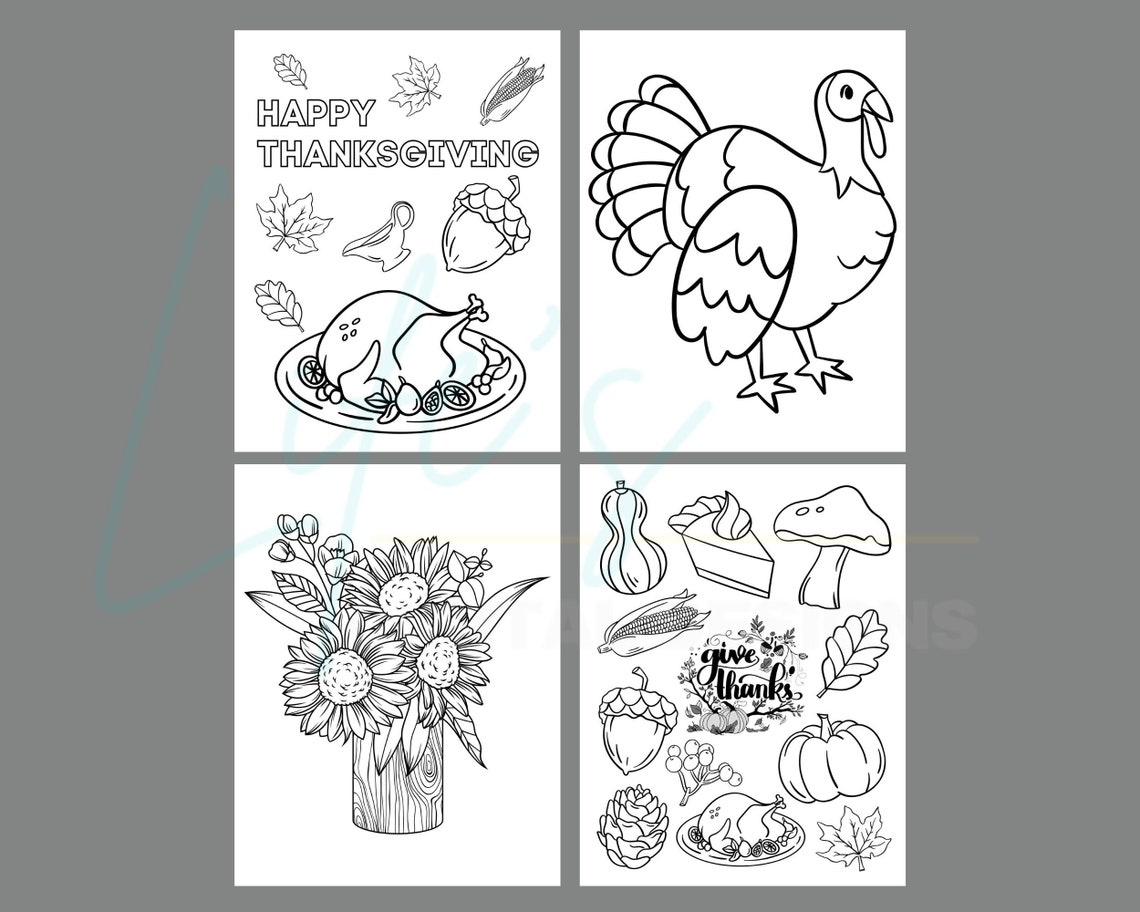 Thanksgiving Activities and Coloring Pages Bundle to Download and Print ...