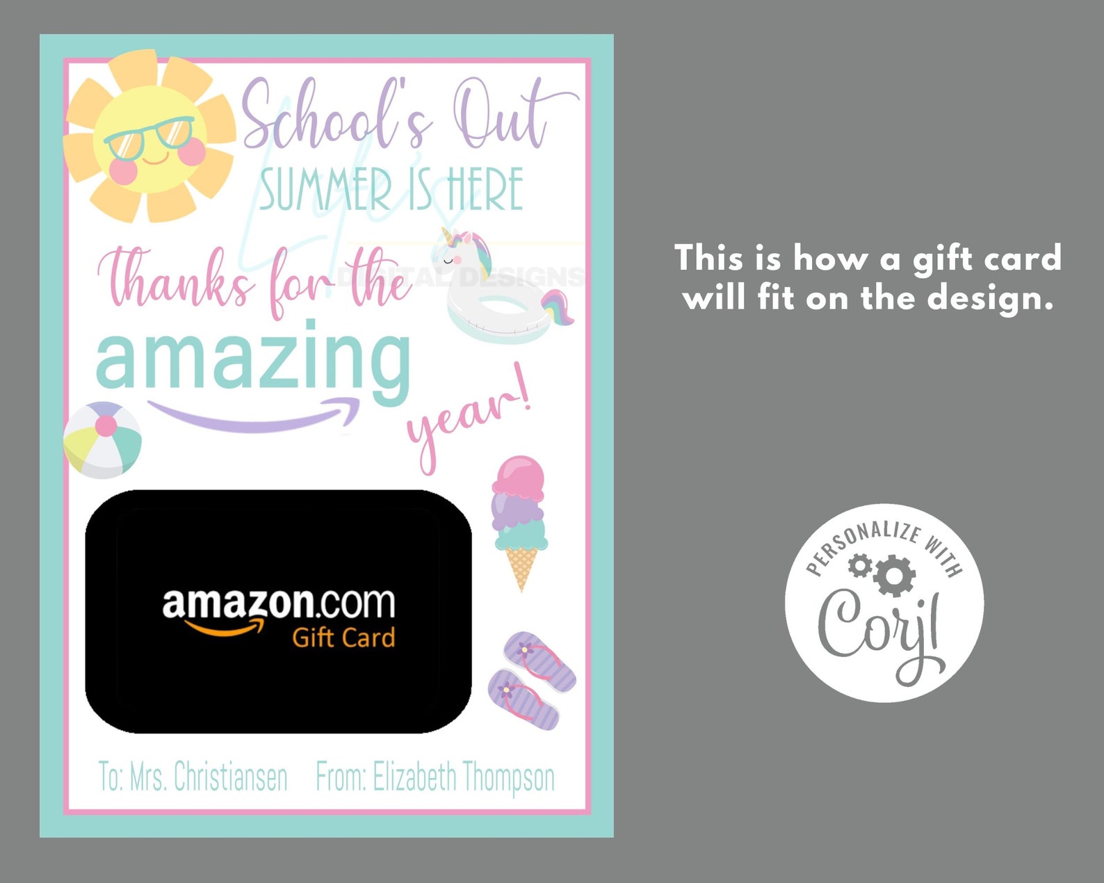 Teacher Appreciation End of School Year Amazon Gift Card Holder Edit ...
