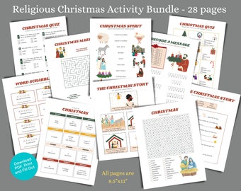 Religious Christmas Activity and Coloring Pages Bundle to Download and Print, Nativity Activity Pages, Advent Activities, 28 Christmas Pages