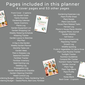 Pode incluir: Um planejador de jardim imprim&iacute;vel com uma capa colorida que apresenta um cacto em vaso e outras plantas. O planejador inclui 53 p&aacute;ginas com se&ccedil;&otilde;es para objetivos de jardinagem, cuidados com plantas, despesas e muito mais.