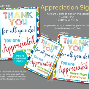 Teacher Appreciation Week Signs and Tag Bundle to Download and Print ...