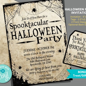 Halloween Party Invitation Template to Instantly Edit in Corjl, Download and Print, Spooktacular Halloween Party Invitation, Halloween Party