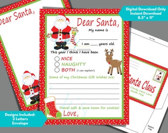 Letter to Santa and Matching Envelope to Download and Print with Red Background