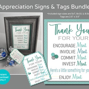 „Lehrer Wertschätzung Woche“ Mint Schild und Tag Bündel zum Herunterladen und Drucken, Büropersonal, Mitarbeiter Wertschätzung, Volunteer, PTA Wertschätzung