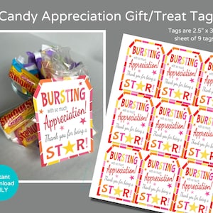 Teacher Appreciation Week Bursting with Appreciation Tags to Download and Print, School and Office Staff, Employees, Volunteer, PTA