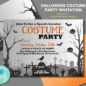 Halloween Costume Party Invitation Template to Instantly Edit in Corjl, Download and Print, Halloween Party, Adult Halloween Party Invite