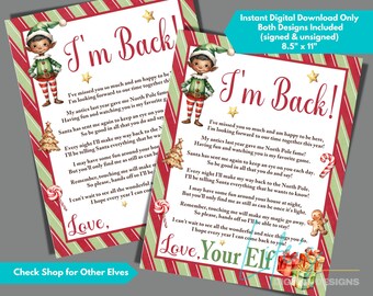 Elfen Brief zum Herunterladen und Drucken, Weihnachtself Brief für Kinder, I'm Back Elf Brief, 8,5 "x 11" Größe, nicht bearbeitbar