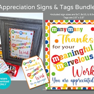 Ensemble de plaques et d'étiquettes M&M pour la semaine de l'appréciation des enseignants à télécharger et à imprimer, appréciation des employés, appréciation des bénévoles, cadeaux PTA
