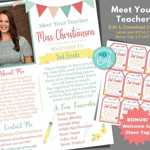 Meet the Teacher Template to Instantly Edit in Corjl, Download and Print, Teacher Open House Letter, Teacher Introduction, Welcome Tag