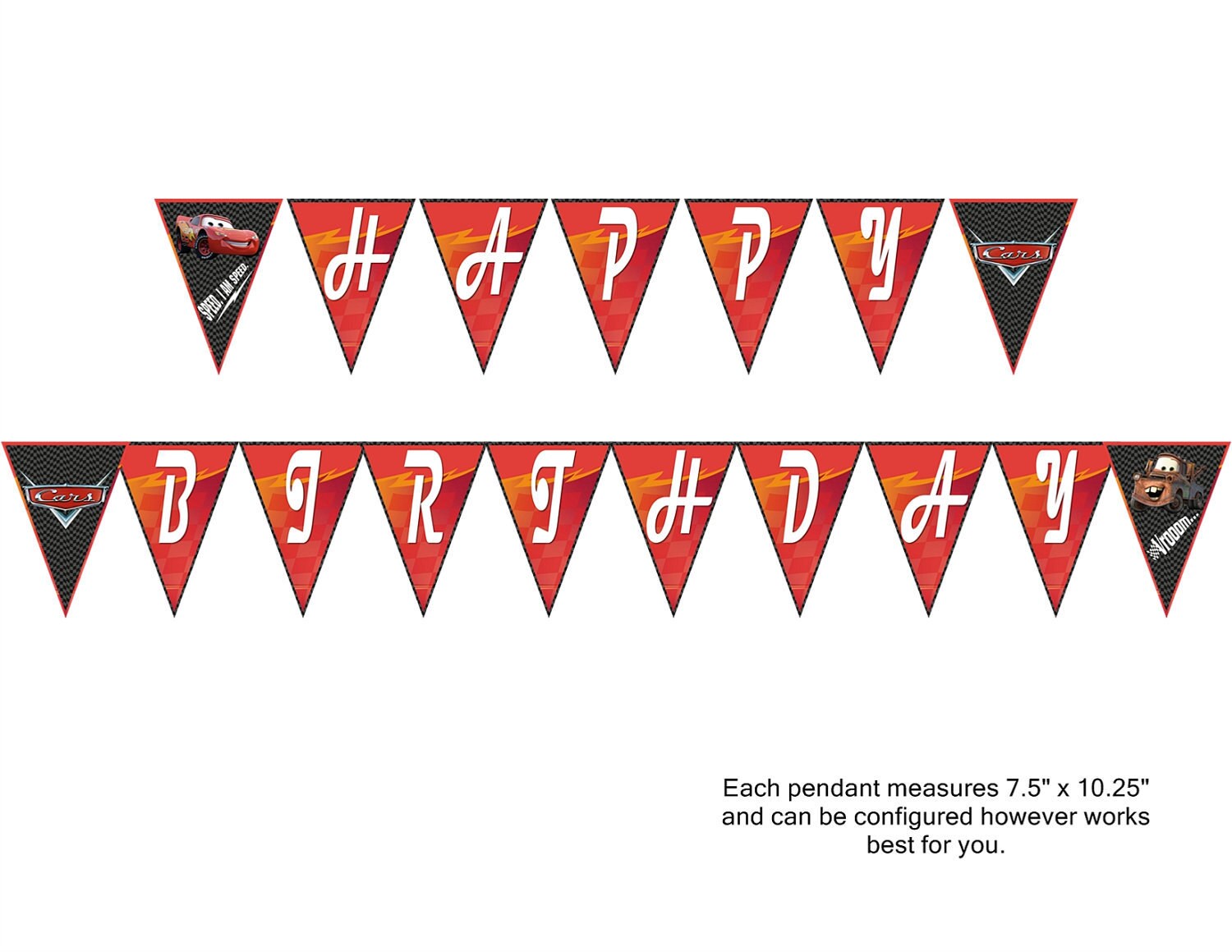 Disney Cars Birthday Banner Happy Birthday Lightning McQueen | Etsy