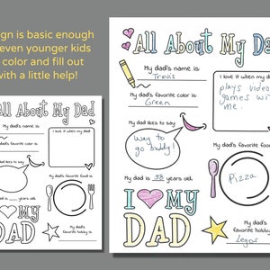 All About My Dad Coloring Page Bundle to Download and Print, Father's ...