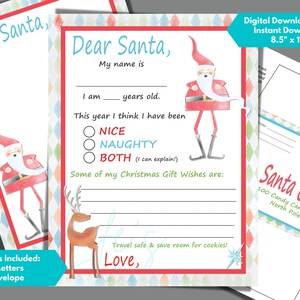 Carta a Papá Noel con sobre a juego para descargar e imprimir en un diseño extravagante